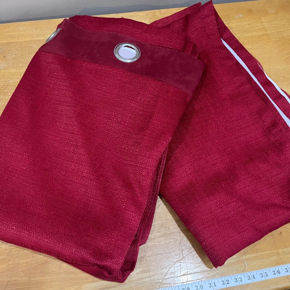 Pier 1 Imports Ciudad Garnet Red Grommet Curtain Panels 54x84 Set of 2 Vtg